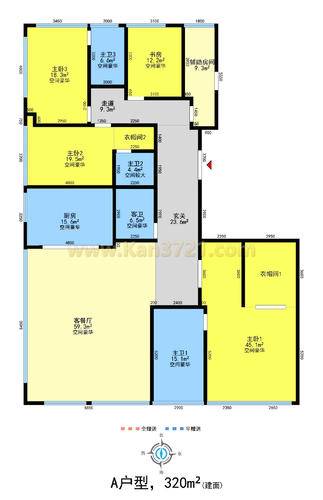 众安滨和印4居室建面约320㎡