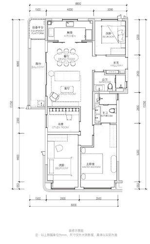 凯德·璟高府4居室建面约135㎡