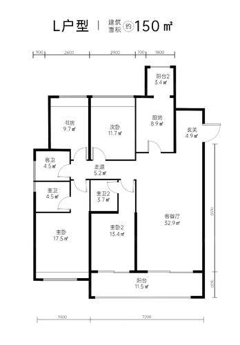 l-150方四室两厅三卫