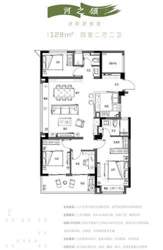 保利和颂春风里4居室建面约128㎡