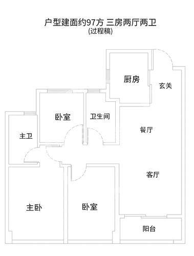 万科朗拾滨屿3居室建面约96㎡