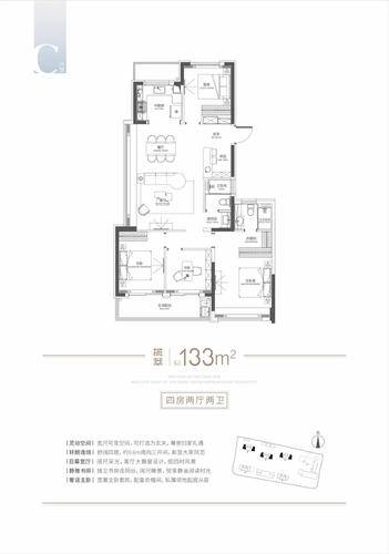 大华沄萃府4居室建面约133㎡