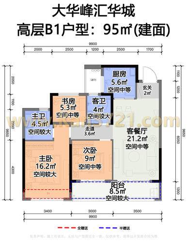 高层95方b1-3室2厅2卫