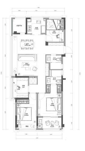 万科朗拾滨屿4居室建面约119㎡
